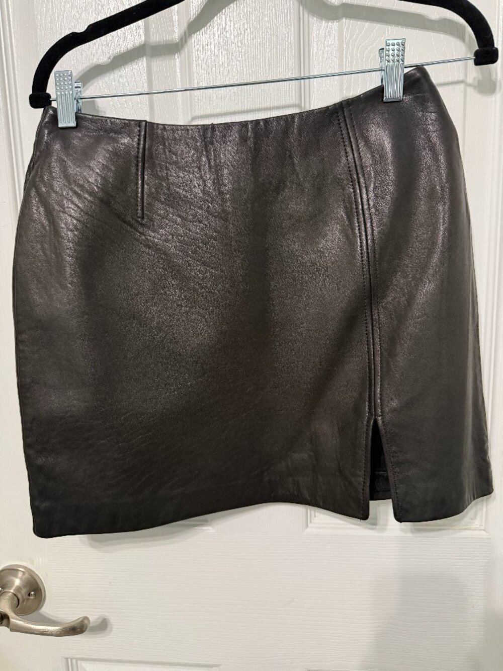 Express Black Genuine Leather Mini Skirt. - Wore Once - Size 7/8 - Mint Cond.